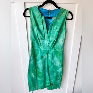 Elie Tahari Green Pleated Sheath Mini Dress